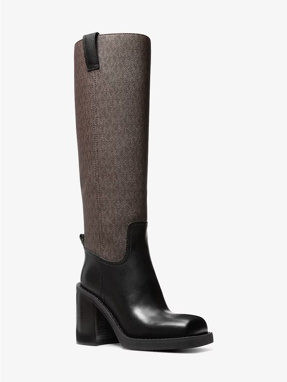 MICHAEL MICHAEL KORS
Houston Signature Logo and Leather Block Heel Boot